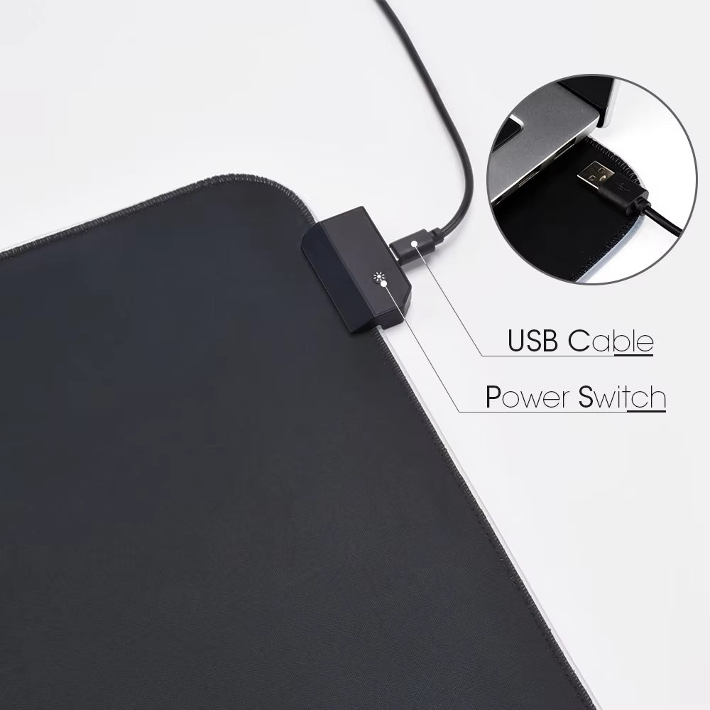 RGB LED Gaming Mouse Pad - Waterproof Keyboard Cover Desk Mat in Multiple Sizes for Computer Gamers (CS, Dota)