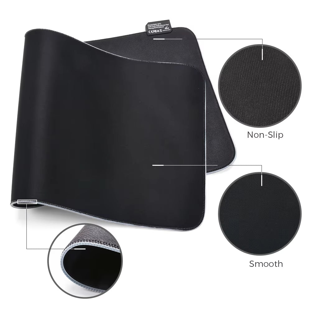 RGB LED Gaming Mouse Pad - Waterproof Keyboard Cover Desk Mat in Multiple Sizes for Computer Gamers (CS, Dota)