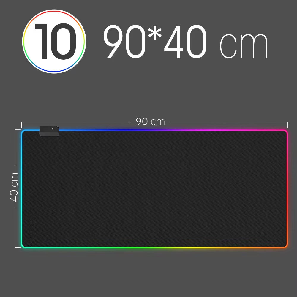RGB LED Gaming Mouse Pad - Waterproof Keyboard Cover Desk Mat in Multiple Sizes for Computer Gamers (CS, Dota)