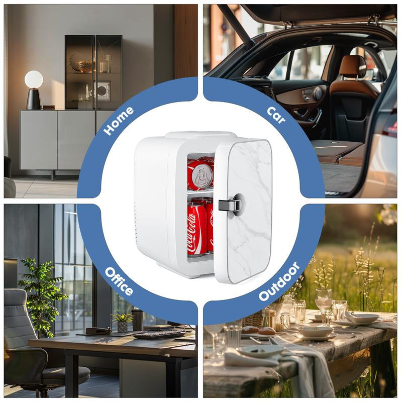 Mini Fridge, Portable Small Refrigerator 4L/6 Can Cooler & Warmer Compact Fridge for Skincare, Food and Drinks, Small Fridge for Bedroom, Dorm, Car