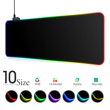 RGB LED Gaming Mouse Pad - Waterproof Keyboard Cover Desk Mat in Multiple Sizes for Computer Gamers (CS, Dota)